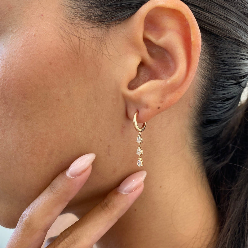 Diamond Drop Earrings 0.54 Carat Rose Gold 14K