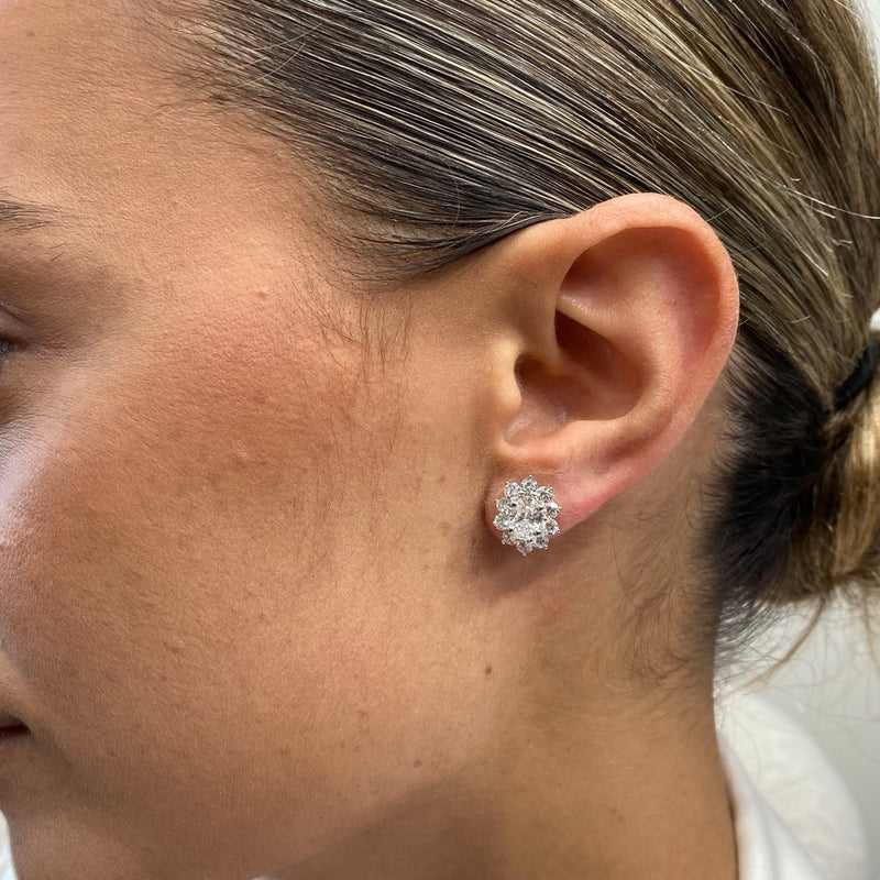 Diamond Stud Earrings 2.12 Carat White Gold 14K