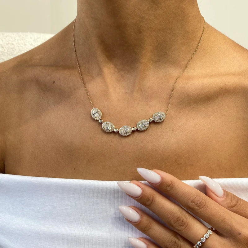 Diamond Chain Necklace 4.87 Carat White Gold 14K