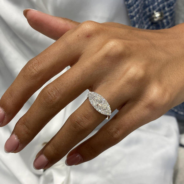 Diamond Statement Ring 1.20 Carat White Gold 14K