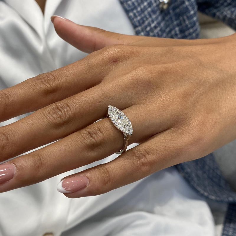 Diamond Statement Ring 1.20 Carat White Gold 14K