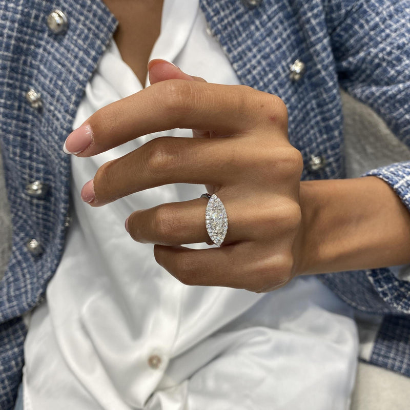 Diamond Statement Ring 1.20 Carat White Gold 14K