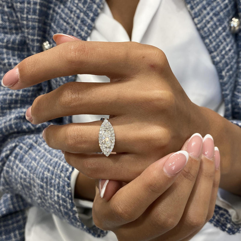 Diamond Statement Ring 1.20 Carat White Gold 14K