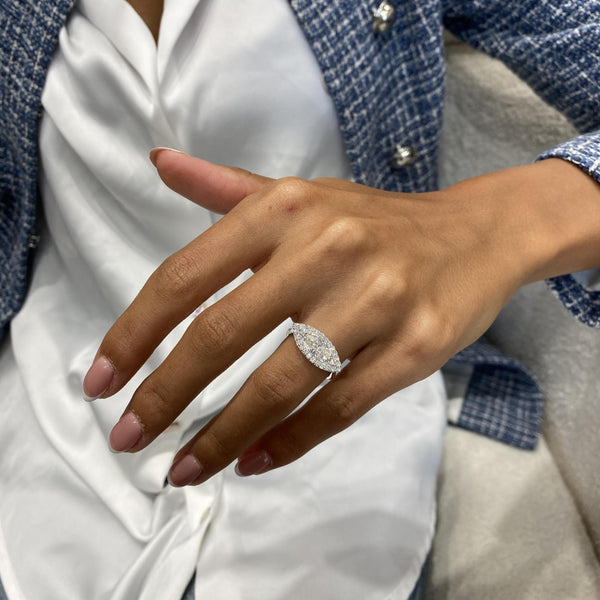 Diamond Statement Ring 1.20 Carat White Gold 14K