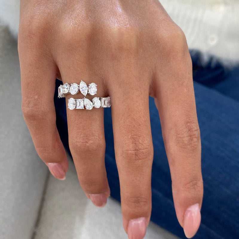 Diamond Wrap Ring 2.40 Carat White Gold 14K