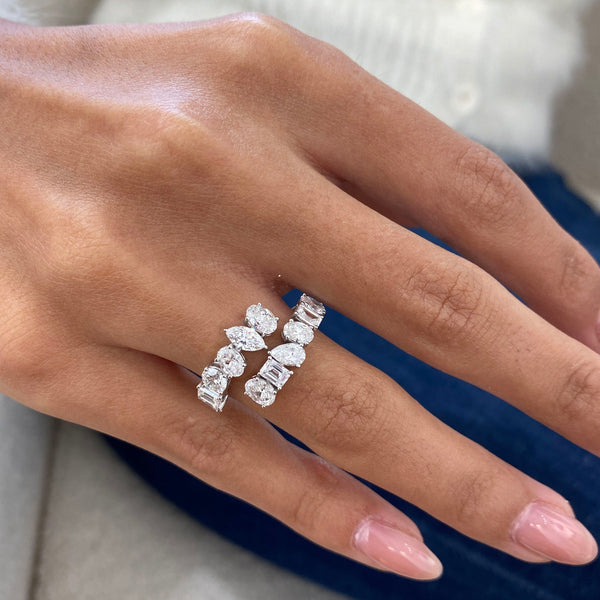 Diamond Wrap Ring 2.40 Carat White Gold 14K
