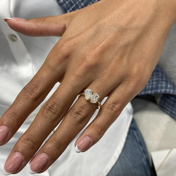Diamond Two Stone Ring 1.47 Carat Rose Gold 14K