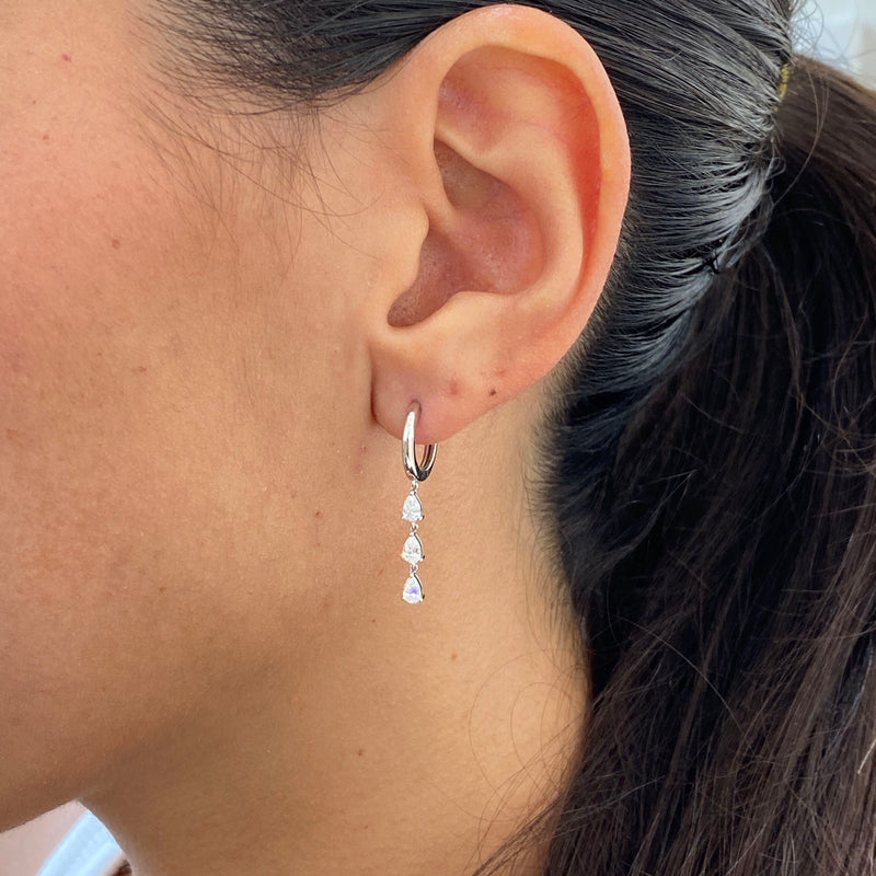 Diamond Drop Earrings 0.60 Carat White Gold 14K