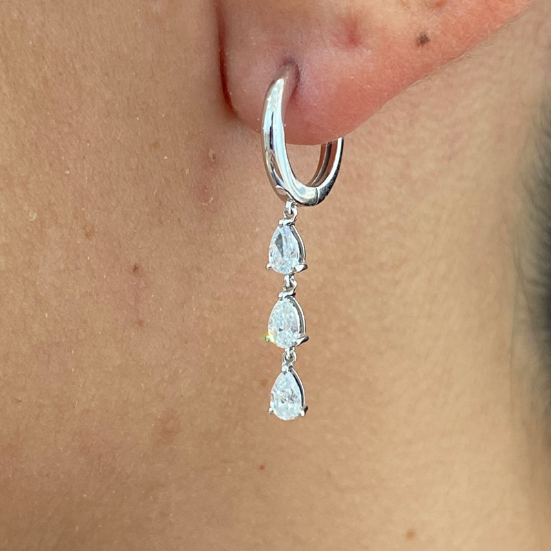 Diamond Drop Earrings 0.60 Carat White Gold 14K