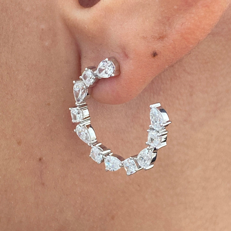 Diamond Hoop Earrings 2.52 Carat White Gold 14K