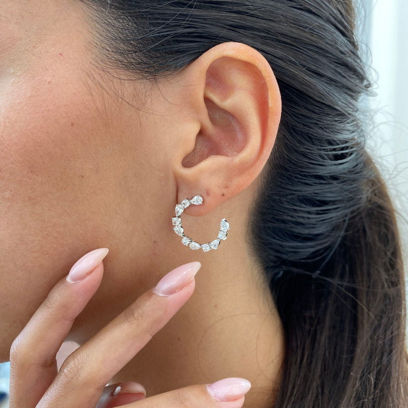 Diamond Hoop Earrings 2.52 Carat White Gold 14K