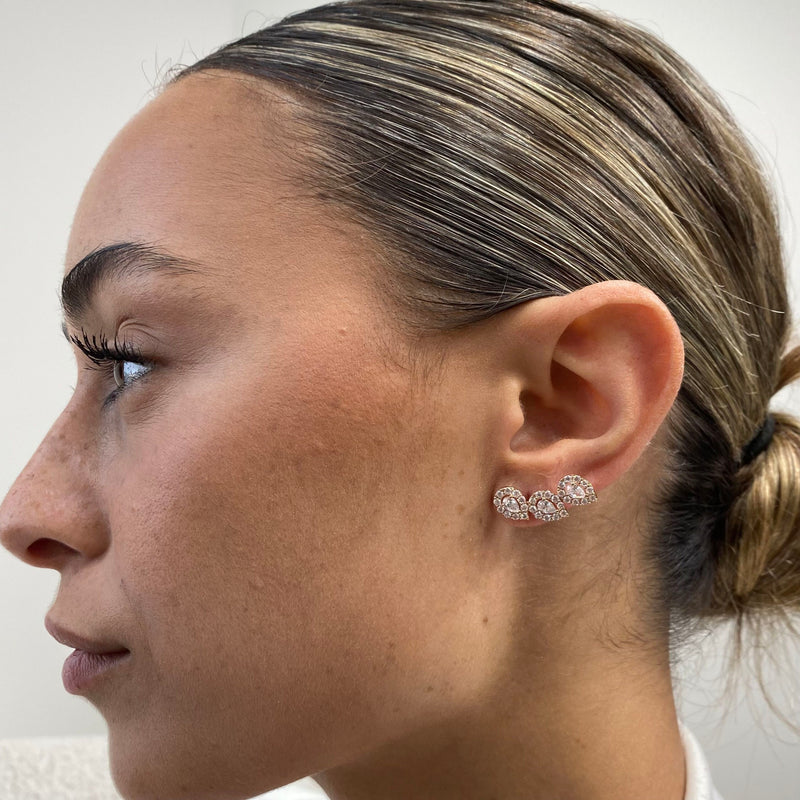 Diamond Climber Earrings 1.67 Carat Rose Gold 14K