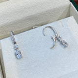 Diamond Dangle Earrings 1.92 Carat White Gold 14K