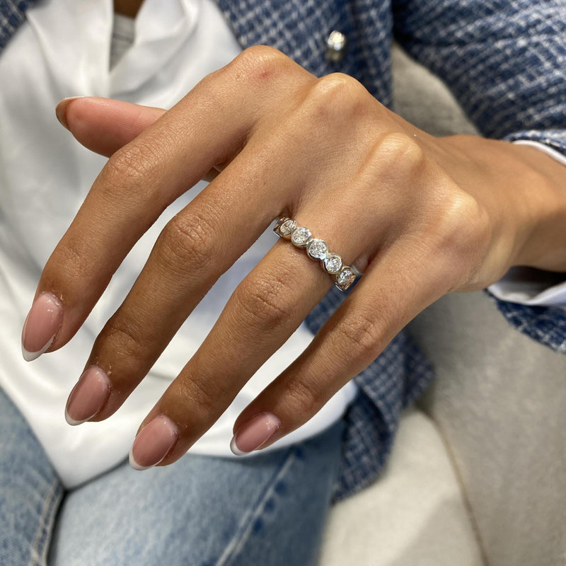 Diamond Half Eternity Band 1.28 Carat White Gold 14K
