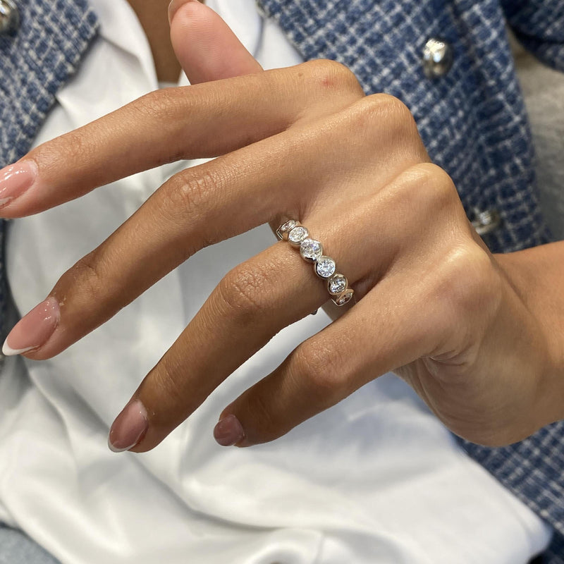 Diamond Half Eternity Band 1.28 Carat White Gold 14K