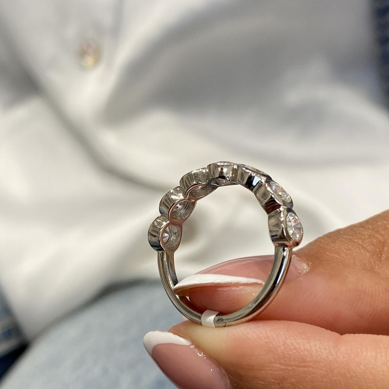Diamond Half Eternity Band 1.28 Carat White Gold 14K