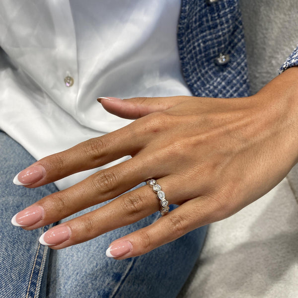 Diamond Half Eternity Band 1.28 Carat White Gold 14K