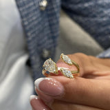 Diamond Open Ring 1.28 Carat Yellow Gold 14K