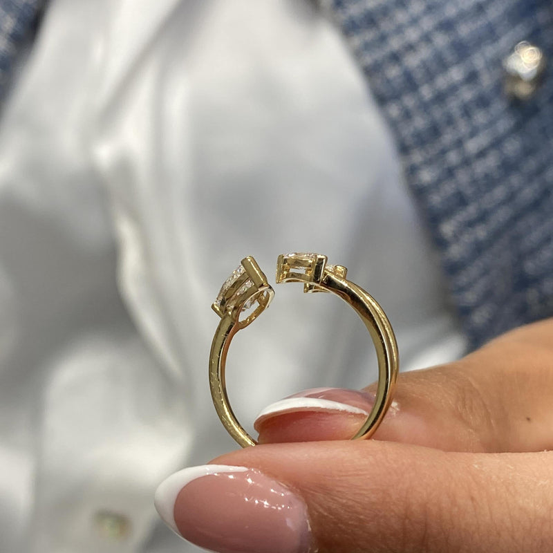 Diamond Open Ring 1.28 Carat Yellow Gold 14K