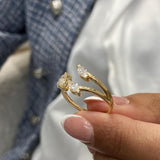 Diamond Open Ring 1.28 Carat Yellow Gold 14K