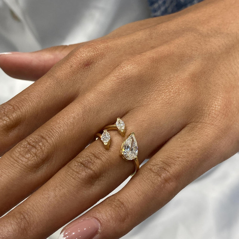 Diamond Open Ring 1.28 Carat Yellow Gold 14K