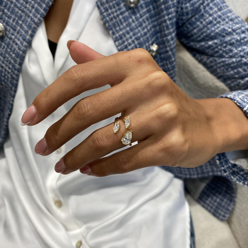 Diamond Open Ring 1.28 Carat Yellow Gold 14K