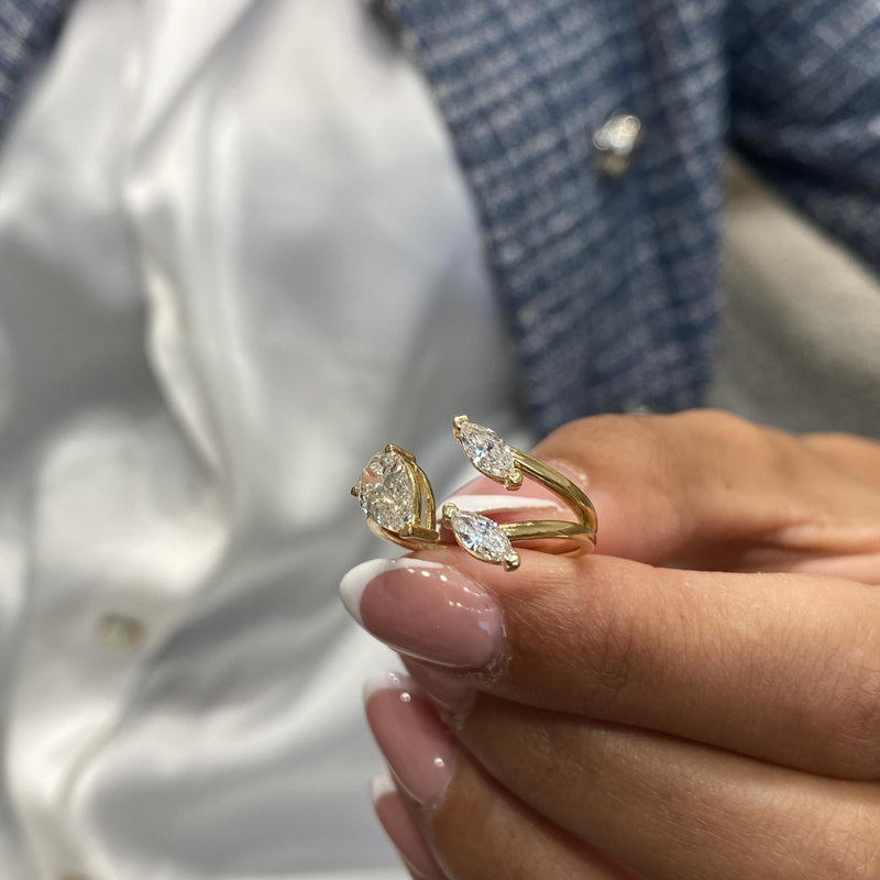 Diamond Open Ring 1.28 Carat Yellow Gold 14K