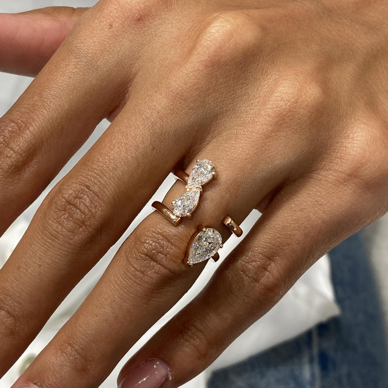 Diamond Open Ring 1.78 Carat Rose Gold 14K