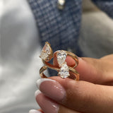 Diamond Open Ring 1.78 Carat Rose Gold 14K