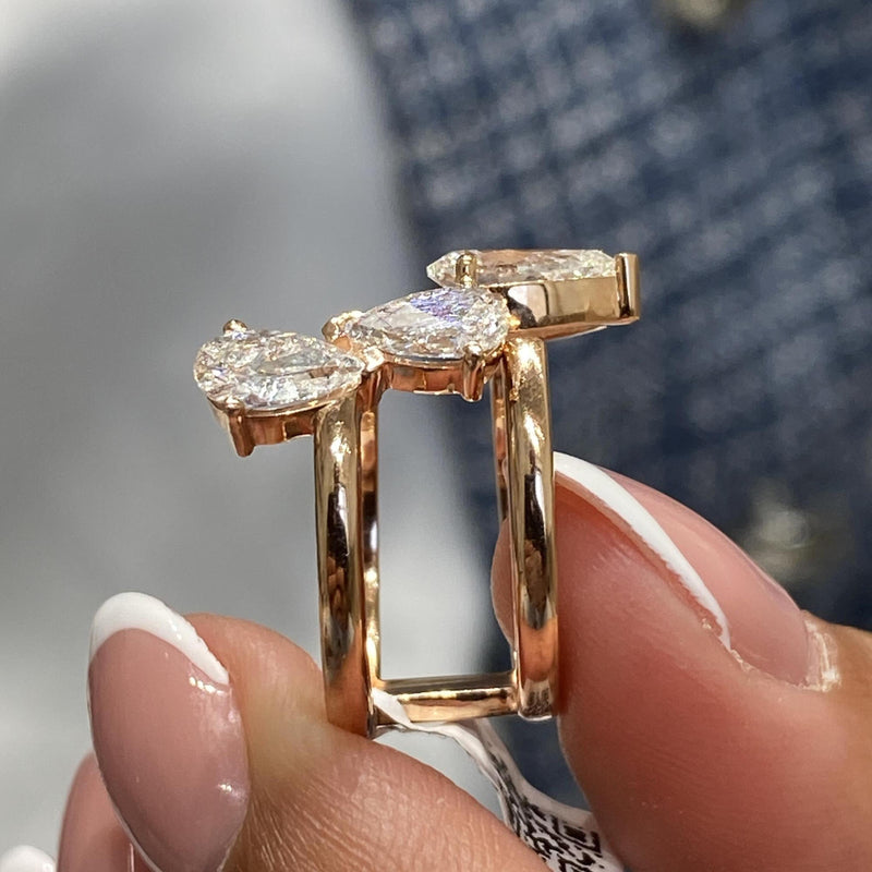 Diamond Open Ring 1.78 Carat Rose Gold 14K