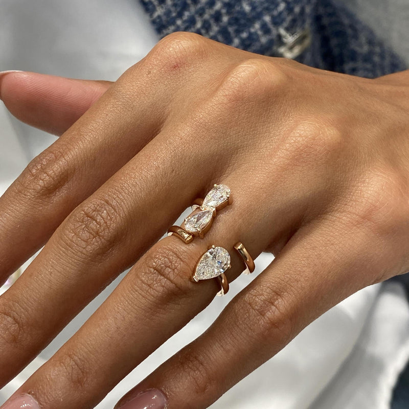 Diamond Open Ring 1.78 Carat Rose Gold 14K