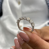 Diamond 7 Stone Ring 1.57 Carat White Gold 14K
