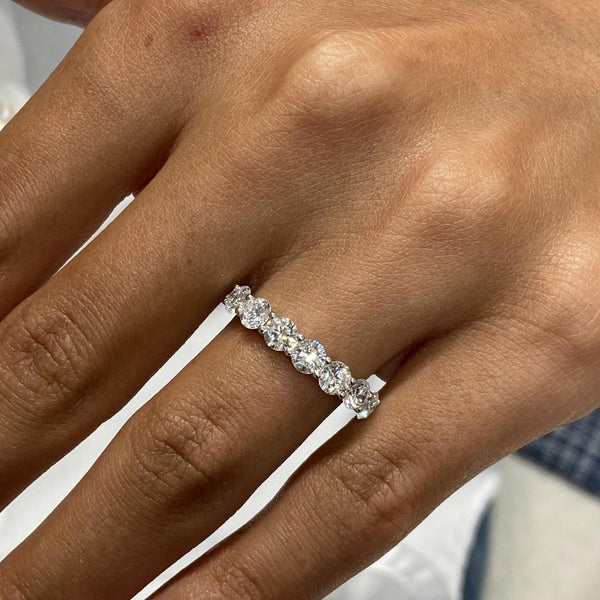 Diamond 7 Stone Ring 1.57 Carat White Gold 14K