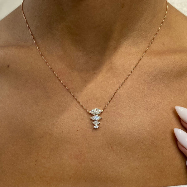 Diamond Pendant Necklace 1.34 Carat Rose Gold 14K
