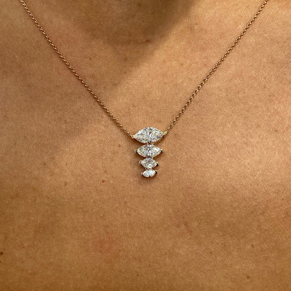 Diamond Pendant Necklace 1.34 Carat Rose Gold 14K