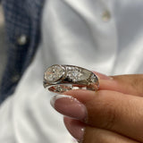 Diamond Signet Ring 1.16 Carat White Gold 14K
