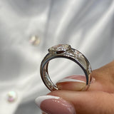 Diamond Signet Ring 1.16 Carat White Gold 14K