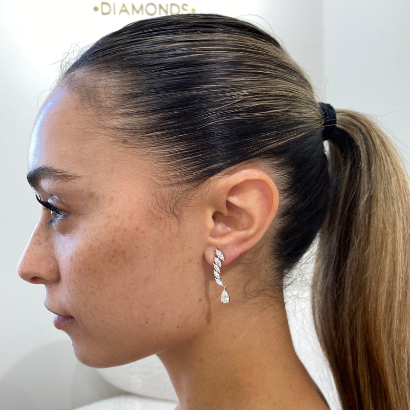 Diamond Drop Earrings 2.20 Carat White Gold 14K