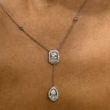 Diamond Lariat Necklace 2.15 Carat White Gold 14K