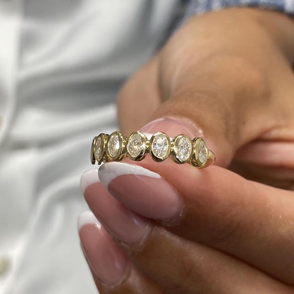 Diamond 7 Stone Ring 0.58 Carat Yellow Gold 14K