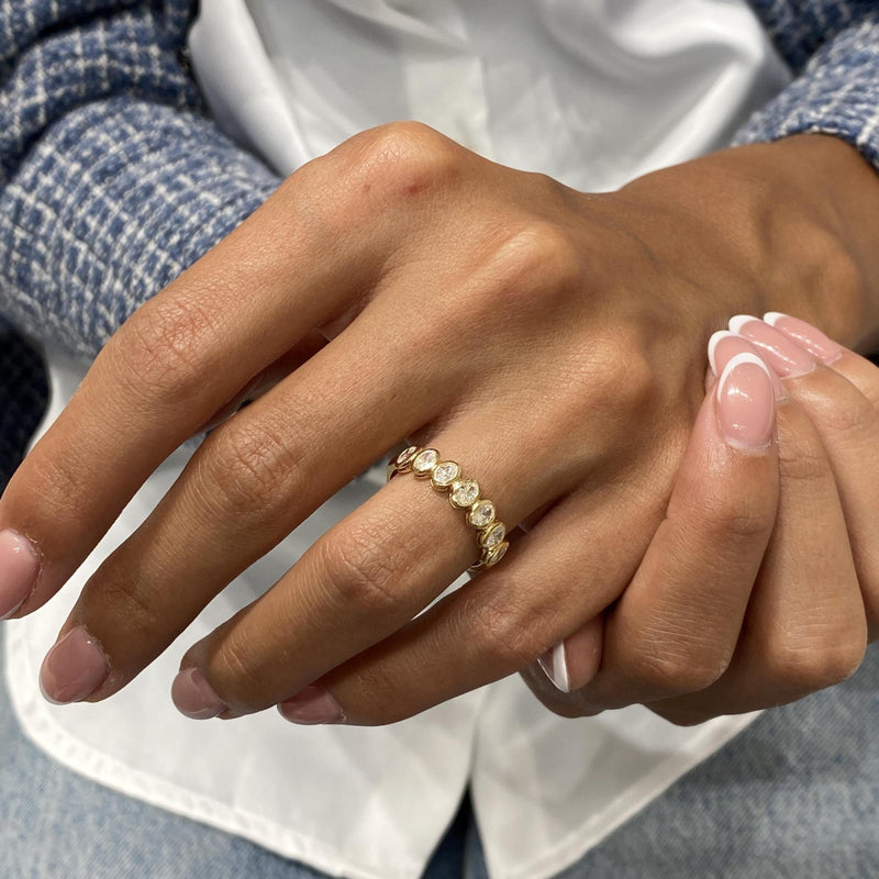 Diamond 7 Stone Ring 0.58 Carat Yellow Gold 14K