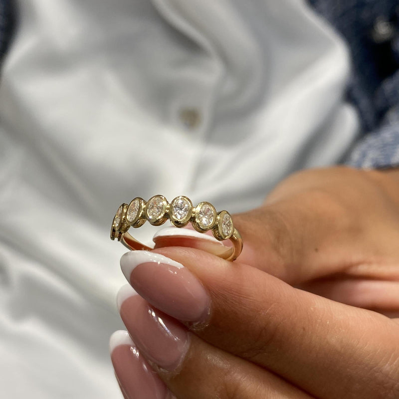 Diamond 7 Stone Ring 0.58 Carat Yellow Gold 14K