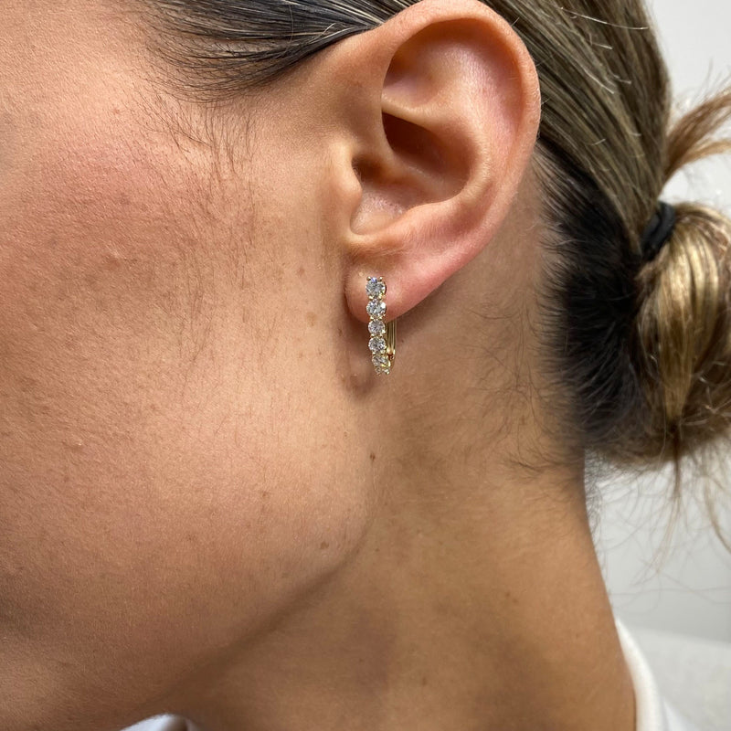 Diamond Hoop Earrings 1.10 Carat Yellow Gold 14K