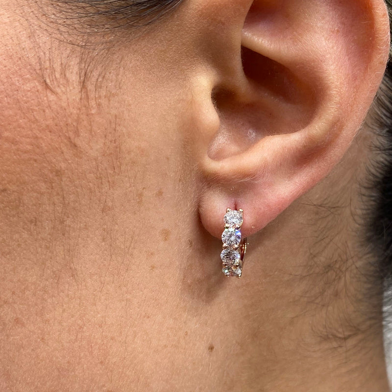 Diamond Huggie Earrings 1.46 Carat Rose Gold 14K