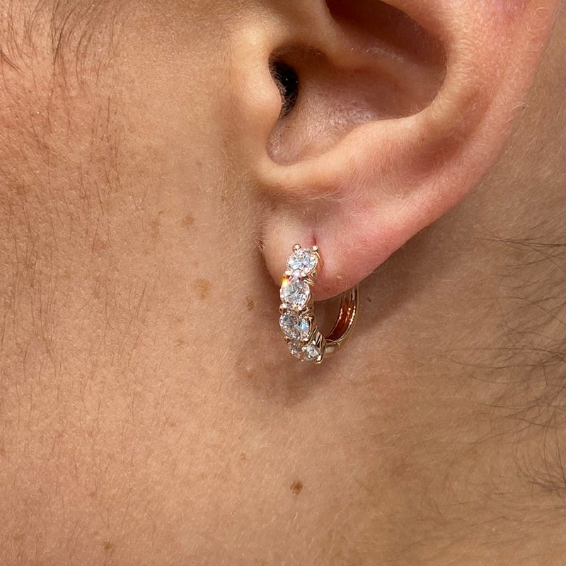 Diamond Huggie Earrings 1.46 Carat Rose Gold 14K