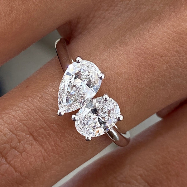Diamond Two Stone Ring 1.43 Carat White Gold 14K