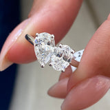 Diamond Two Stone Ring 1.43 Carat White Gold 14K