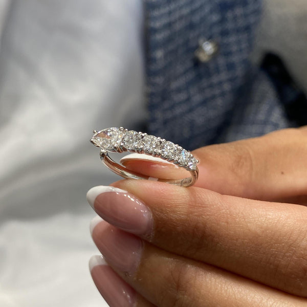 Diamond Open Ring 1.10 Carat White Gold 14K