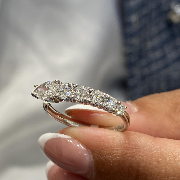 Diamond Open Ring 1.10 Carat White Gold 14K