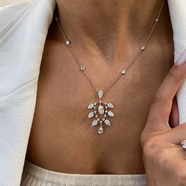 Diamond Pendant Necklace 5 Carat White Gold 14K